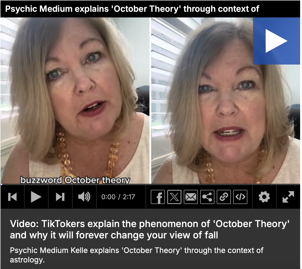 Psychic Medium Kelle Sutliff on Oct Theory Image